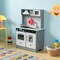 Wooden Play Kitchen Toy, Light on Microwave, Cabinet, Sound Electronic Stove, Microwave and Sink Ages 3+